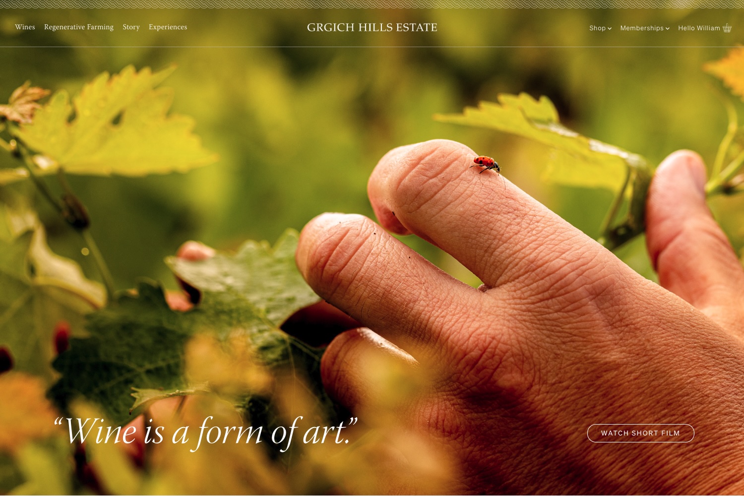 Grgich Hills Estate - Front-End Development, Custom WordPress Theme & Commerce7 Integration